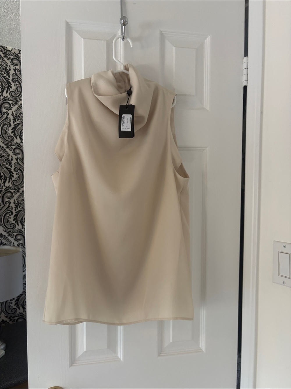 rag & bone Sleeveless Draped Cowl Neck Camisole in ivory